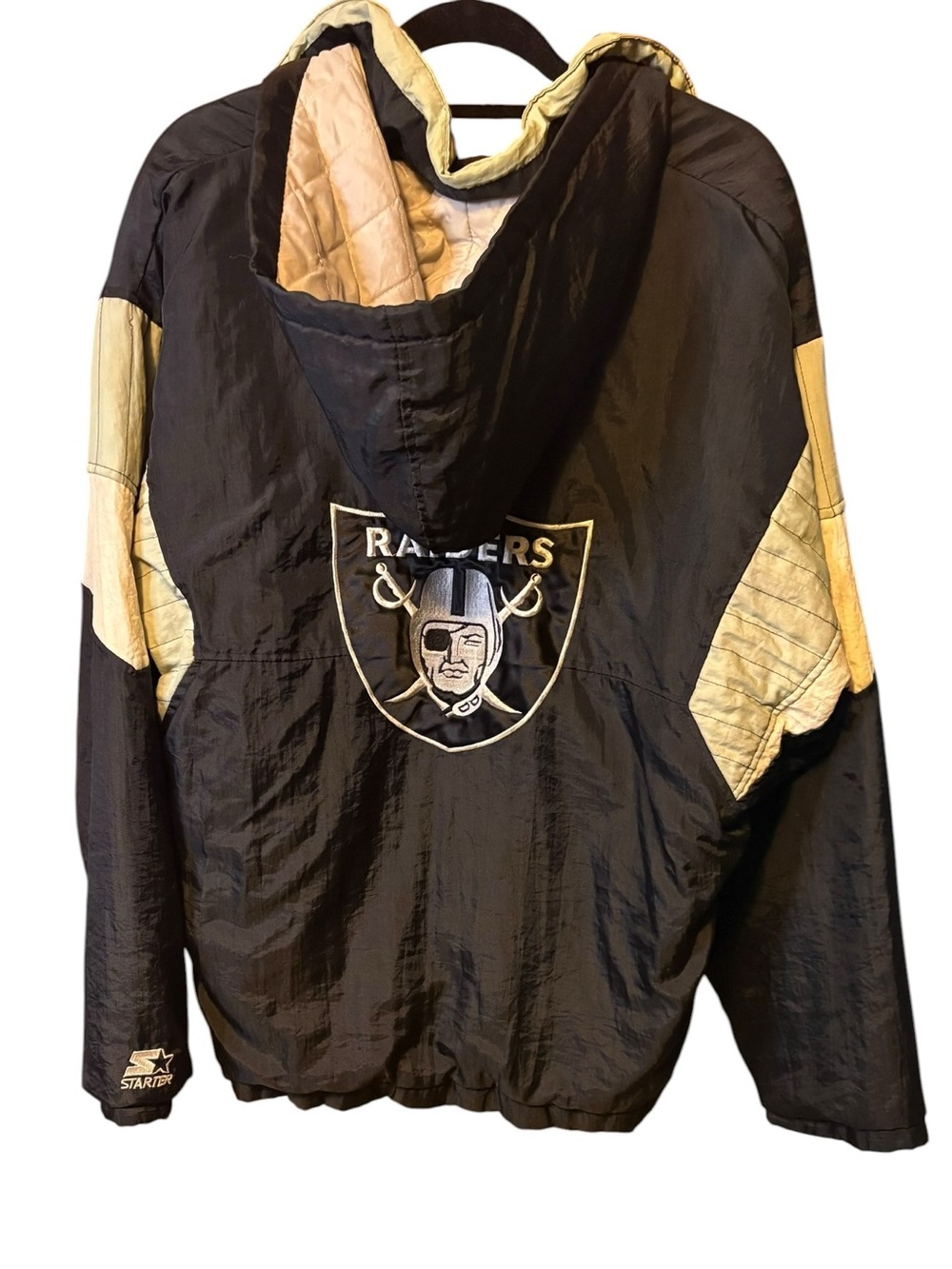 Vintage Starter Raiders NFL 90s Hooded Pullover Anorak Jacket Large - Picture 5 of 16